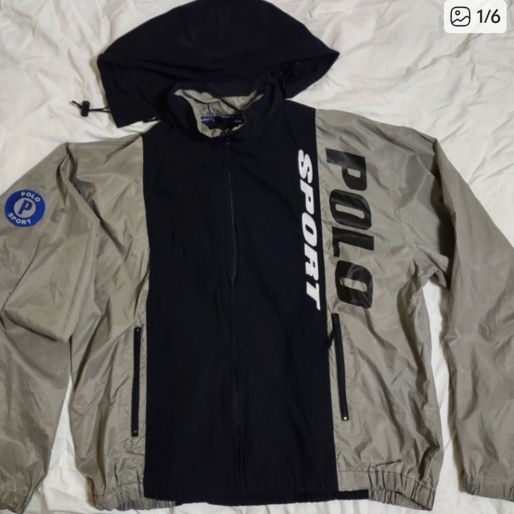 ***SOLD*** Polo by Ralph Lauren Men's Black and Gray Windbreaker